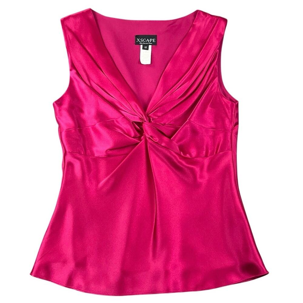 Xscape Fuchsia Satin Twist Front Formal Top Hot Pink Size 12